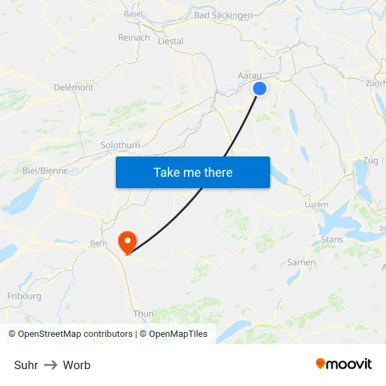 Suhr to Worb map