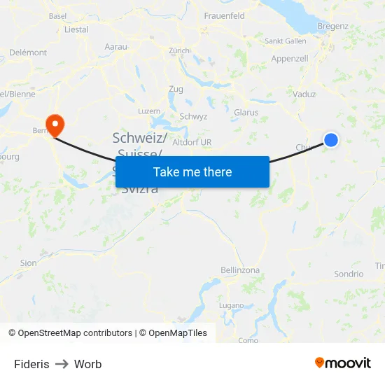 Fideris to Worb map