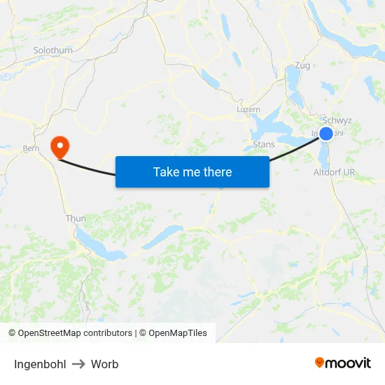 Ingenbohl to Worb map