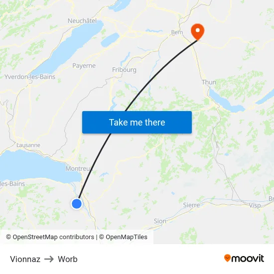 Vionnaz to Worb map