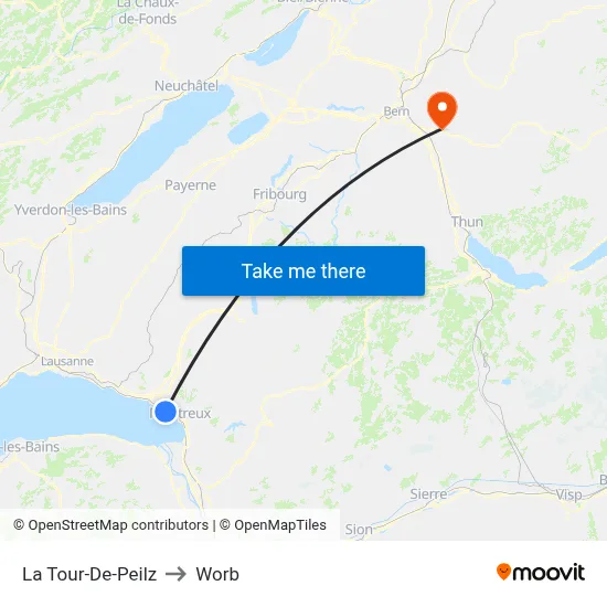 La Tour-De-Peilz to Worb map