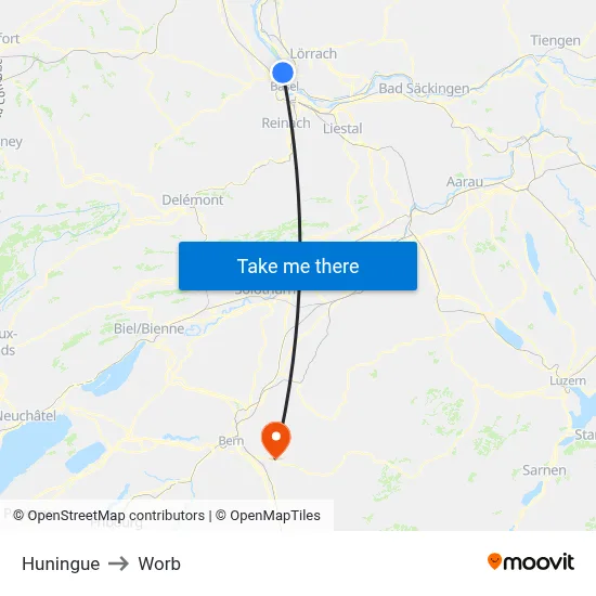 Huningue to Worb map