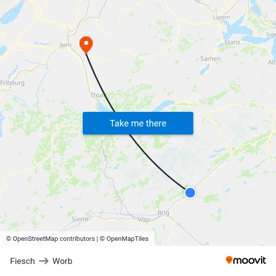 Fiesch to Worb map