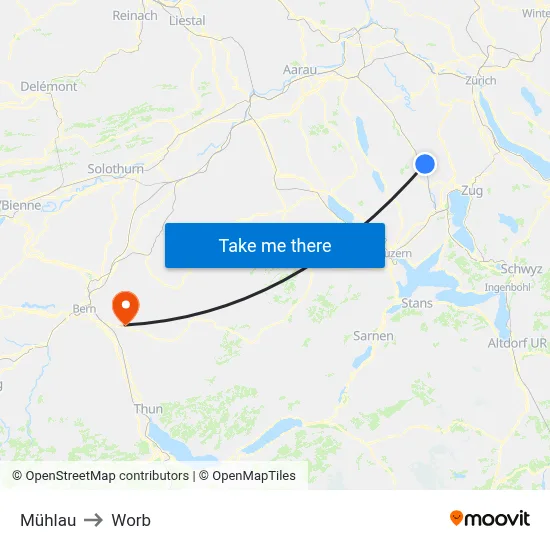 Mühlau to Worb map