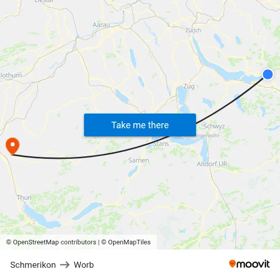 Schmerikon to Worb map