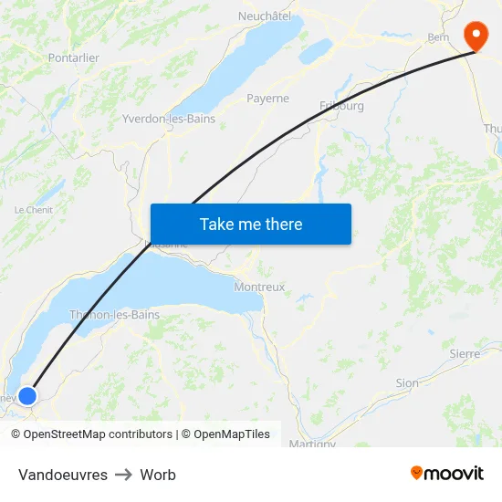 Vandoeuvres to Worb map