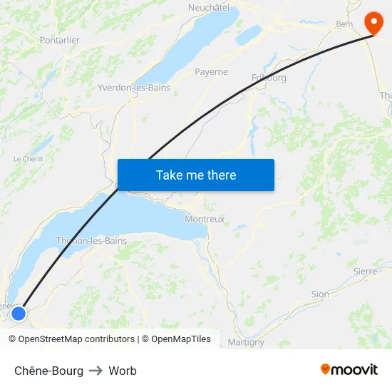 Chêne-Bourg to Worb map