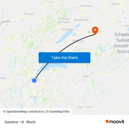 Genève to Worb map