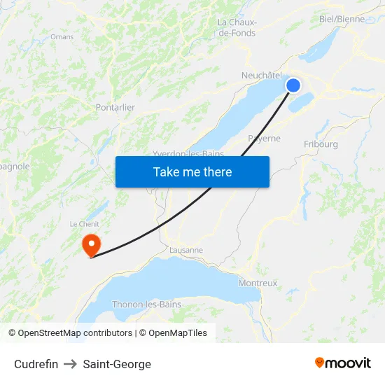 Cudrefin to Saint-George map
