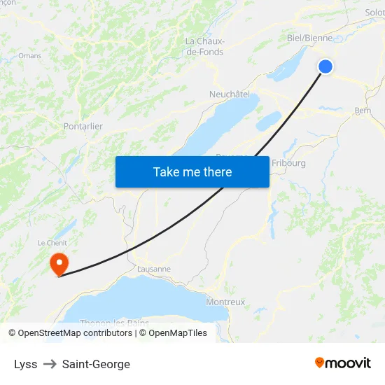 Lyss to Saint-George map