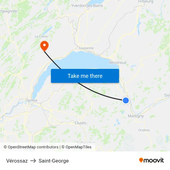 Vérossaz to Saint-George map