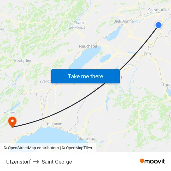 Utzenstorf to Saint-George map