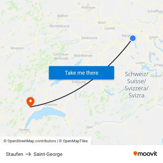 Staufen to Saint-George map