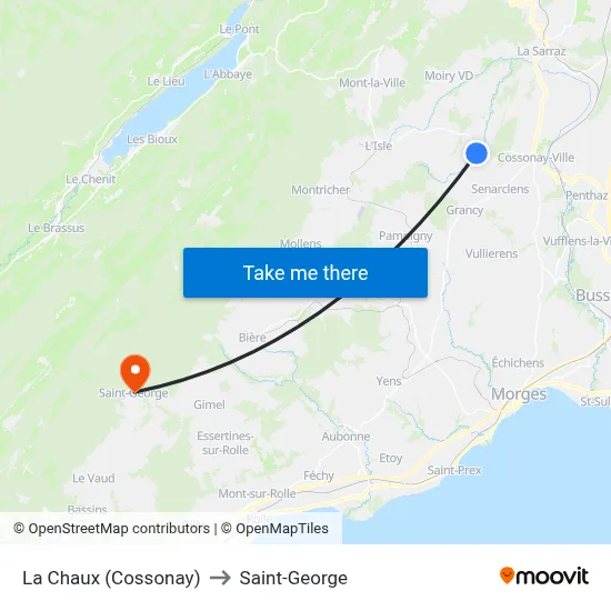 La Chaux (Cossonay) to Saint-George map