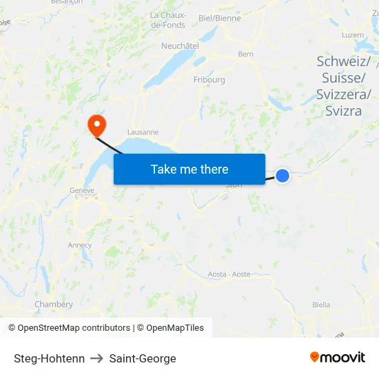 Steg-Hohtenn to Saint-George map
