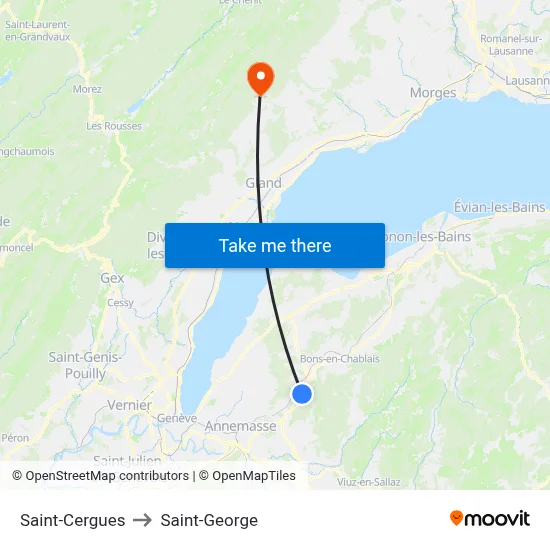 Saint-Cergues to Saint-George map