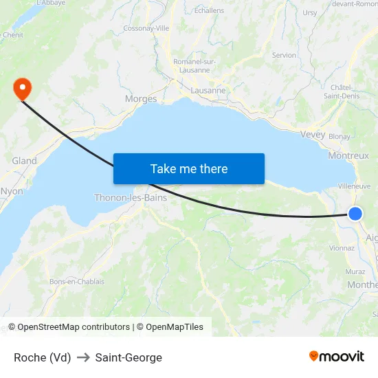 Roche (Vd) to Saint-George map