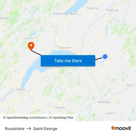 Rossinière to Saint-George map