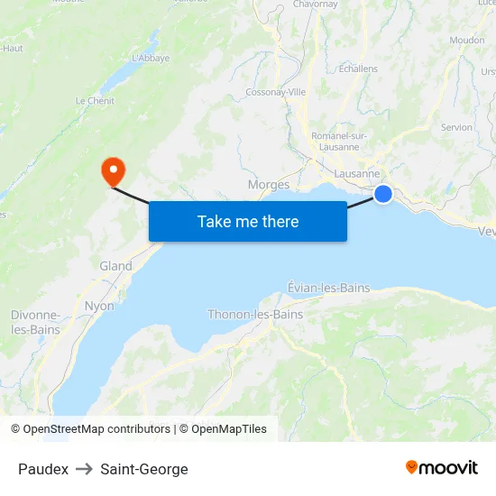 Paudex to Saint-George map