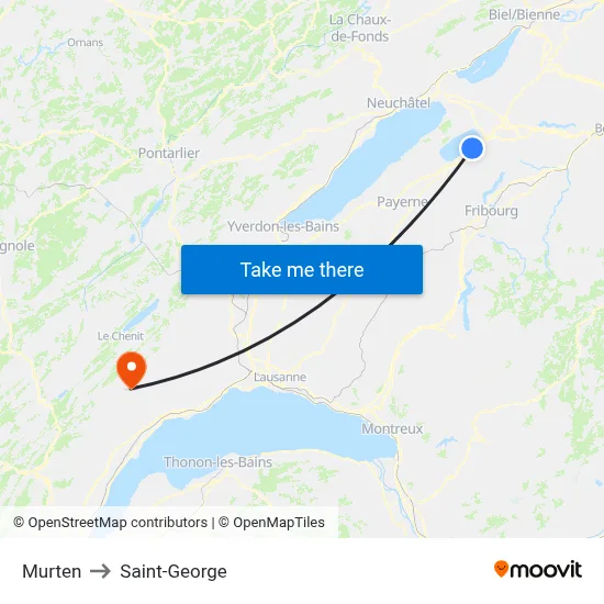 Murten to Saint-George map