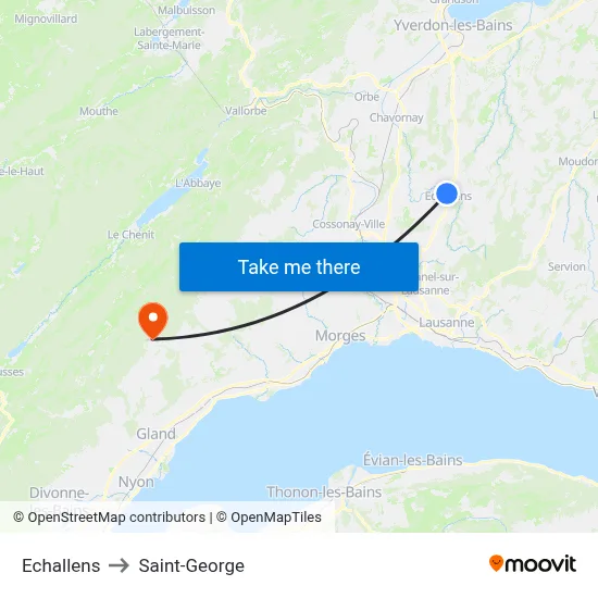Echallens to Saint-George map
