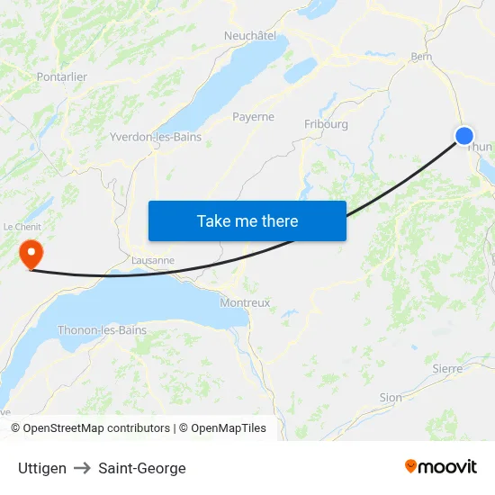 Uttigen to Saint-George map