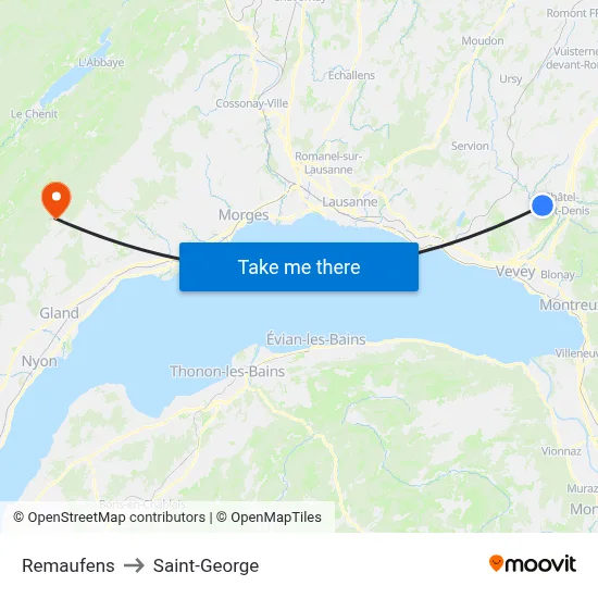 Remaufens to Saint-George map