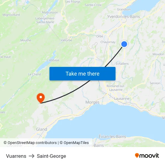 Vuarrens to Saint-George map