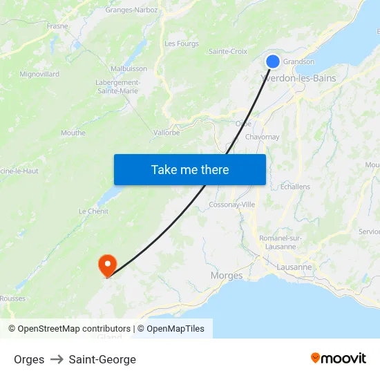 Orges to Saint-George map