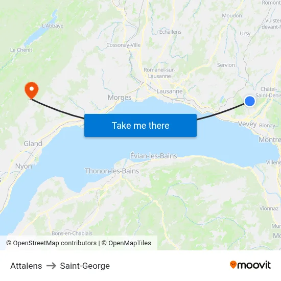 Attalens to Saint-George map