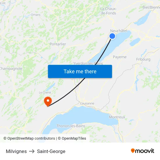 Milvignes to Saint-George map