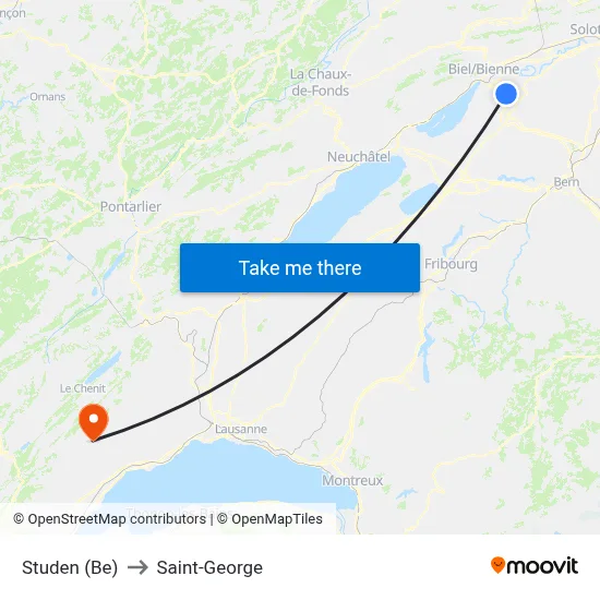 Studen (Be) to Saint-George map