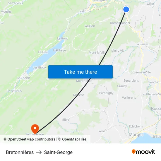 Bretonnières to Saint-George map