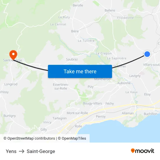 Yens to Saint-George map