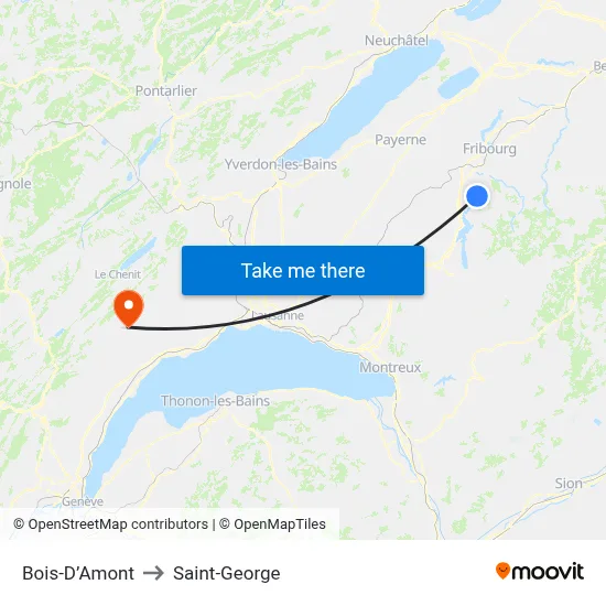 Bois-D’Amont to Saint-George map