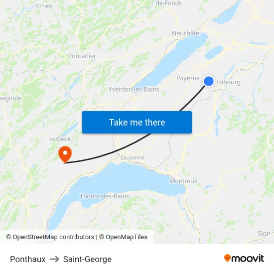Ponthaux to Saint-George map