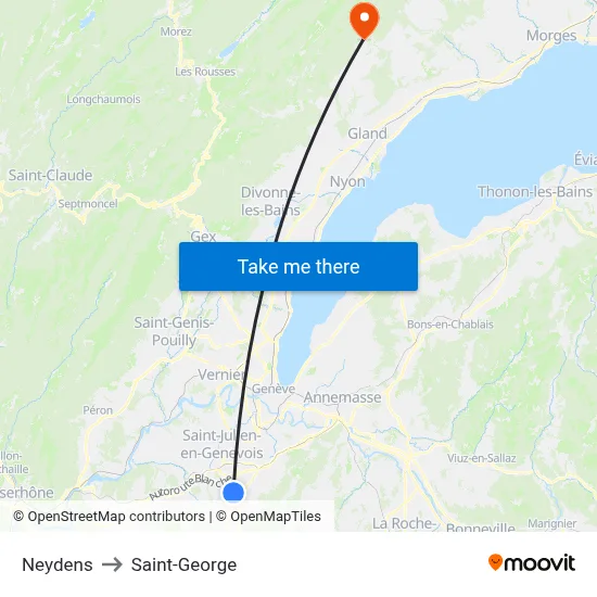Neydens to Saint-George map