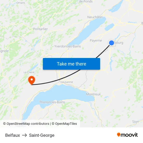 Belfaux to Saint-George map