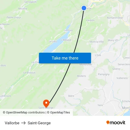 Vallorbe to Saint-George map