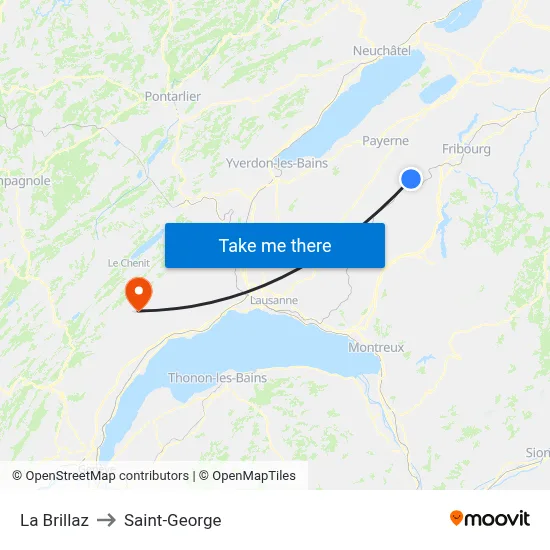 La Brillaz to Saint-George map