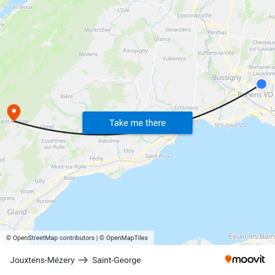 Jouxtens-Mézery to Saint-George map