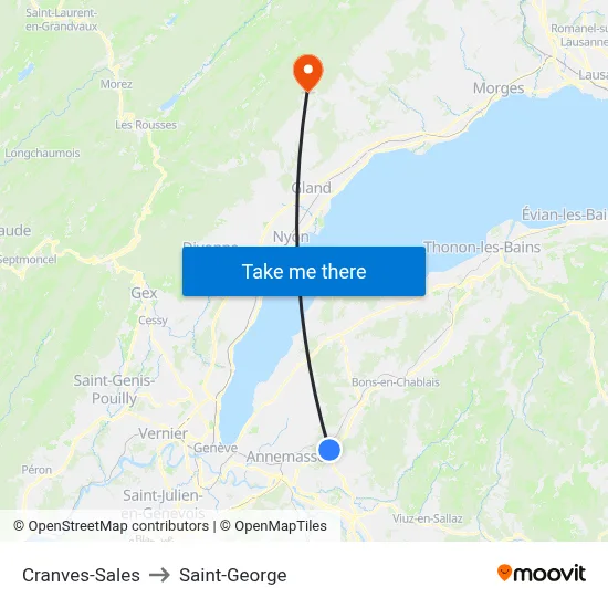 Cranves-Sales to Saint-George map