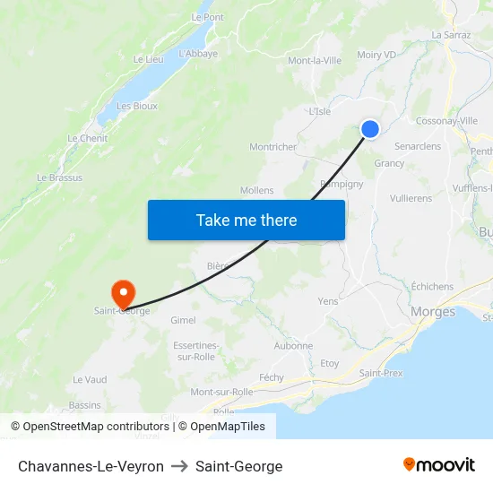 Chavannes-Le-Veyron to Saint-George map