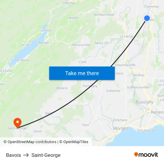 Bavois to Saint-George map