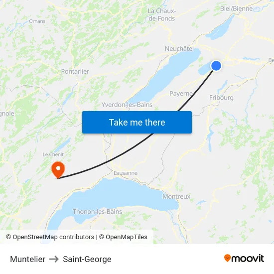 Muntelier to Saint-George map