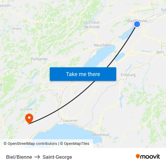 Biel/Bienne to Saint-George map