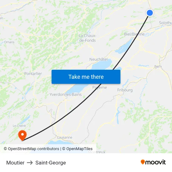 Moutier to Saint-George map