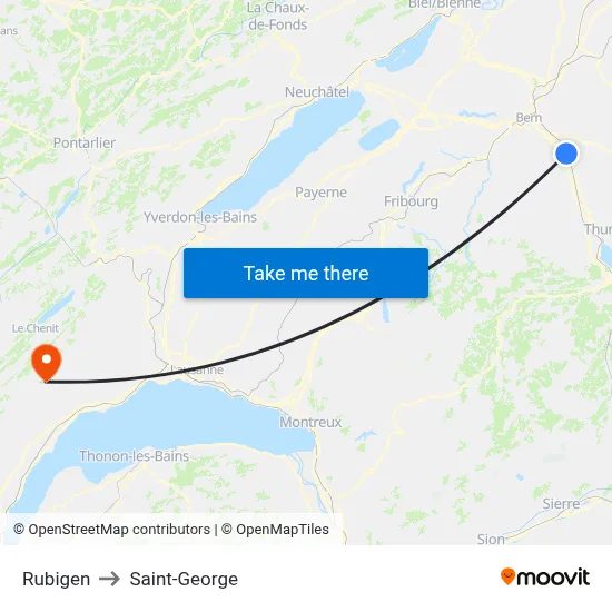 Rubigen to Saint-George map