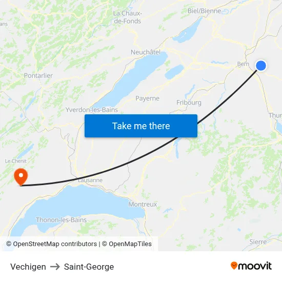 Vechigen to Saint-George map