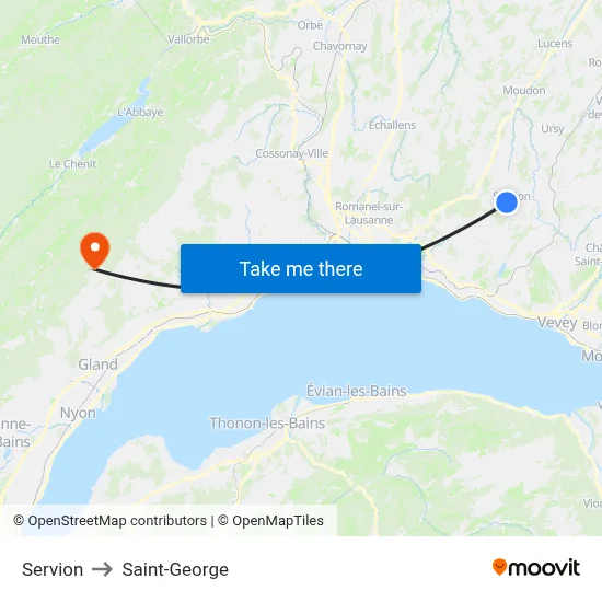 Servion to Saint-George map